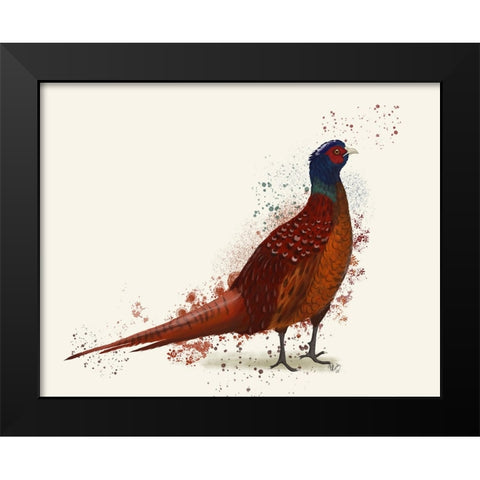 Pheasant Splash 4 Black Modern Wood Framed Art Print by Fab Funky