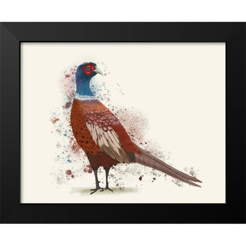 Pheasant Splash 5 Black Modern Wood Framed Art Print by Fab Funky