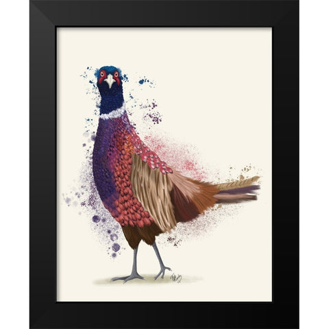 Pheasant Splash 6 Black Modern Wood Framed Art Print by Fab Funky