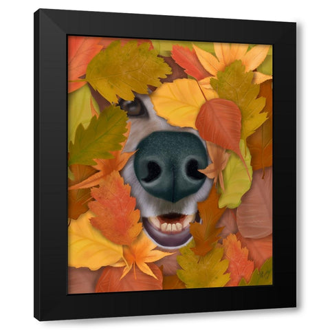 Sniffing Out Autumn Black Modern Wood Framed Art Print with Double Matting by Fab Funky