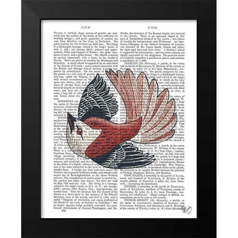 Sideshow Bird 2 Book Print Black Modern Wood Framed Art Print by Fab Funky