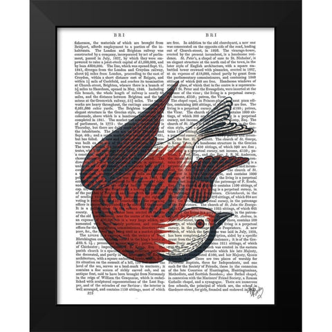 Sideshow Bird 5 Book Print Black Modern Wood Framed Art Print by Fab Funky