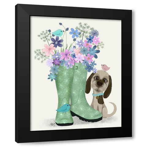 Bebe-Welly Bouquet Black Modern Wood Framed Art Print with Double Matting by Fab Funky