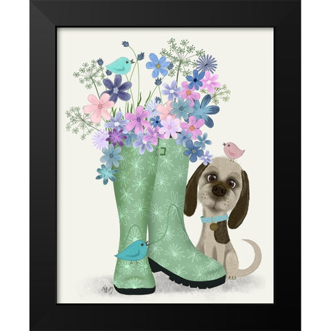 Bebe-Welly Bouquet Black Modern Wood Framed Art Print by Fab Funky