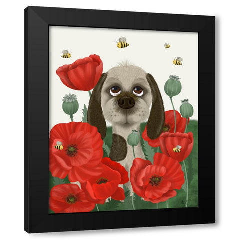 Bebe-Poppy Garden Black Modern Wood Framed Art Print with Double Matting by Fab Funky