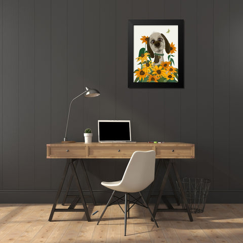 Bebe-Rudbeckia Garden Black Modern Wood Framed Art Print by Fab Funky
