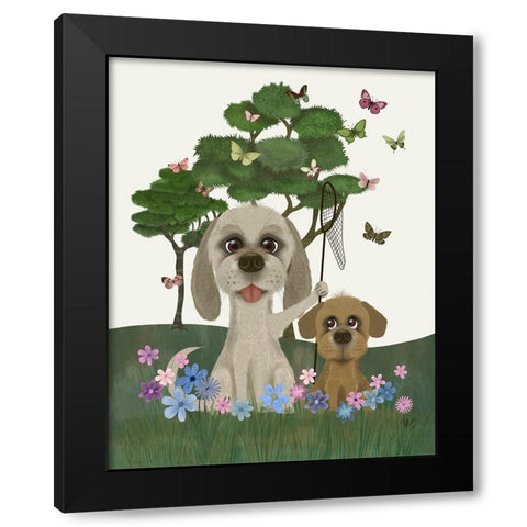 Bebe-Butterfly Hunt Black Modern Wood Framed Art Print with Double Matting by Fab Funky