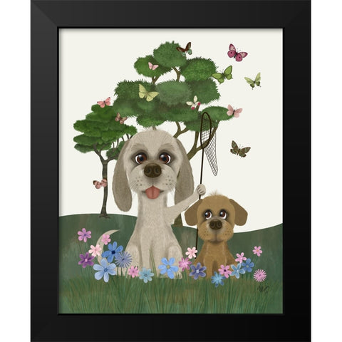 Bebe-Butterfly Hunt Black Modern Wood Framed Art Print by Fab Funky