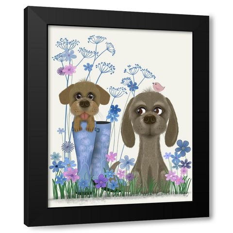 Bebe-Puppy In Welly Black Modern Wood Framed Art Print with Double Matting by Fab Funky
