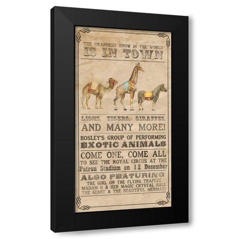 Vintage Circus Collection B Black Modern Wood Framed Art Print with Double Matting by Popp, Grace