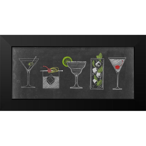 Chalkboard Cocktails Collection G Black Modern Wood Framed Art Print by Popp, Grace