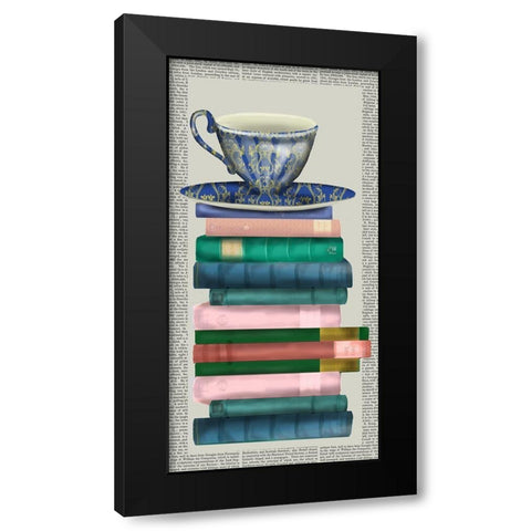 A Spot of Tea Collection B Black Modern Wood Framed Art Print with Double Matting by Fab Funky