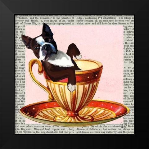 A Spot of Tea Collection C Black Modern Wood Framed Art Print by Fab Funky
