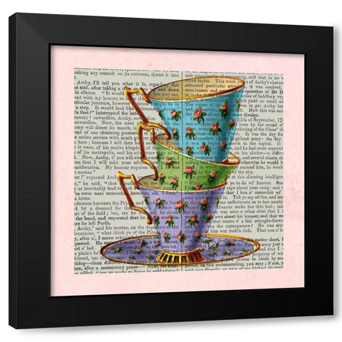 A Spot of Tea Collection D Black Modern Wood Framed Art Print by Fab Funky