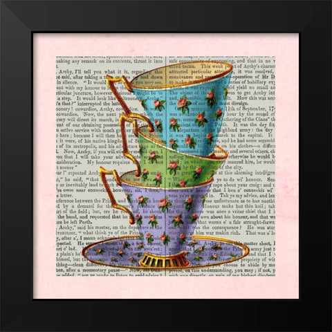 A Spot of Tea Collection D Black Modern Wood Framed Art Print by Fab Funky