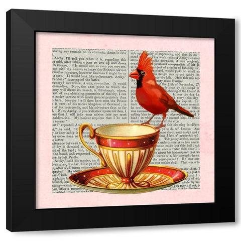 A Spot of Tea Collection F Black Modern Wood Framed Art Print with Double Matting by Fab Funky