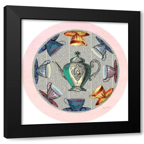 A Spot of Tea Collection G Black Modern Wood Framed Art Print by Fab Funky