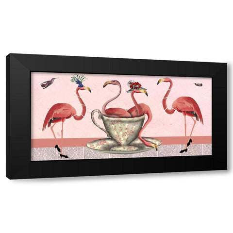 A Spot of Tea Collection H Black Modern Wood Framed Art Print with Double Matting by Fab Funky