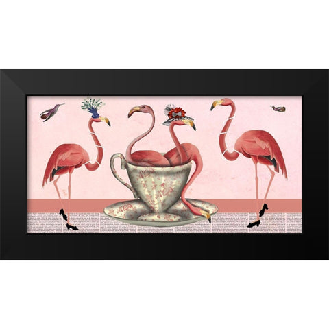 A Spot of Tea Collection H Black Modern Wood Framed Art Print by Fab Funky