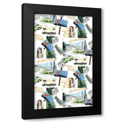 Summer Vacation Collection E Black Modern Wood Framed Art Print with Double Matting by Parker, Jennifer Paxton