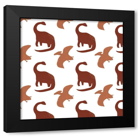 Mighty Dinos Collection H Black Modern Wood Framed Art Print by Vess, June Erica