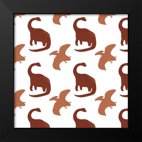 Mighty Dinos Collection H Black Modern Wood Framed Art Print by Vess, June Erica