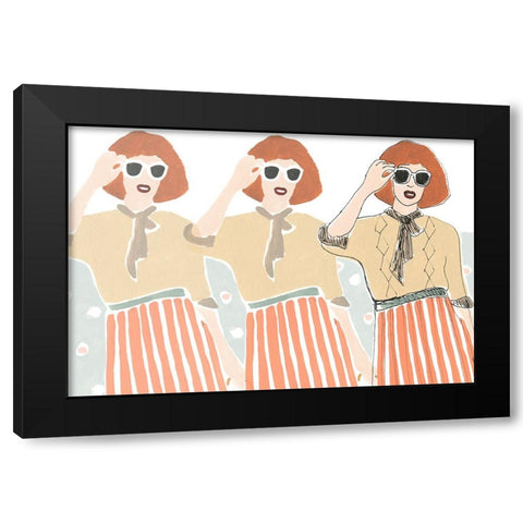 Fashion Vignette Collection A Black Modern Wood Framed Art Print by Vess, June Erica