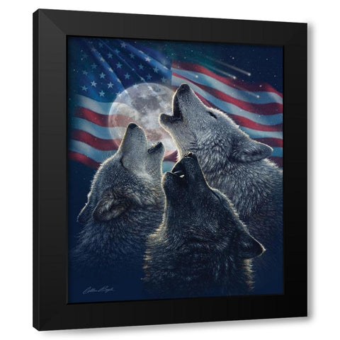 Wolf Trinity Patriotic Black Modern Wood Framed Art Print with Double Matting by Bogle, Collin