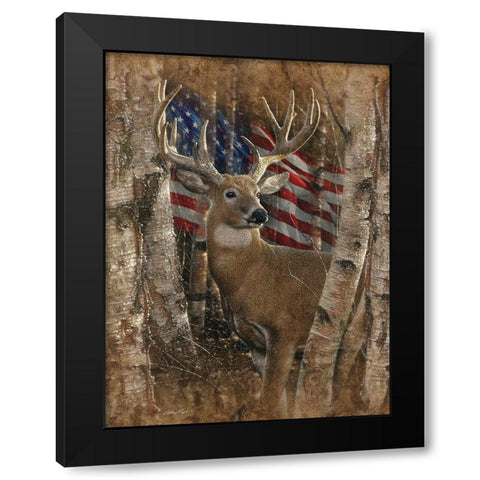 Whitetail Buck America Black Modern Wood Framed Art Print by Bogle, Collin