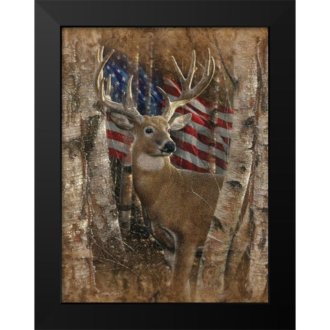 Whitetail Buck America Black Modern Wood Framed Art Print by Bogle, Collin
