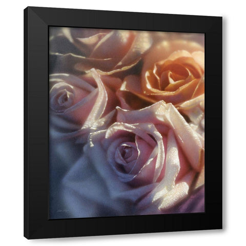 Rose Pedals Black Modern Wood Framed Art Print with Double Matting by Bogle, Collin