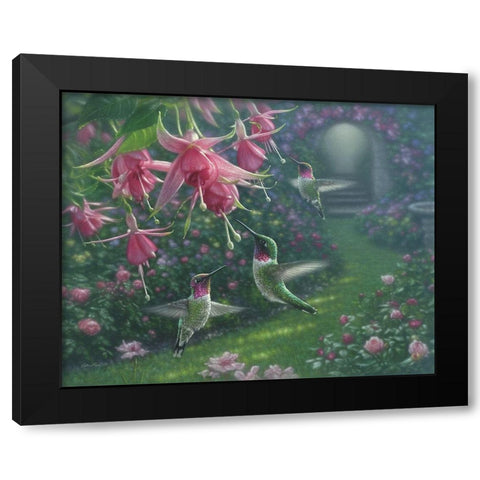Hummingbird Haven Black Modern Wood Framed Art Print with Double Matting by Bogle, Collin