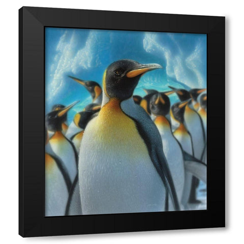 Penguin Paradise Black Modern Wood Framed Art Print with Double Matting by Bogle, Collin
