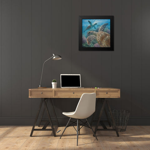 Sea Turtles - Turtle Bay - Square Black Modern Wood Framed Art Print by Bogle, Collin