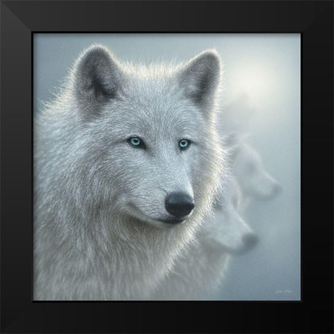 Arctic Wolves - Whiteout Black Modern Wood Framed Art Print by Bogle, Collin