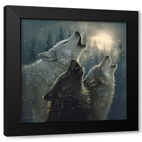Howling Wolves - In Harmony Black Modern Wood Framed Art Print with Double Matting by Bogle, Collin