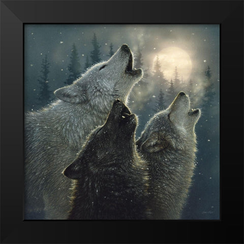 Howling Wolves - In Harmony Black Modern Wood Framed Art Print by Bogle, Collin