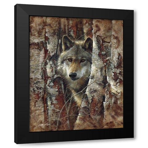 Wolf - Woodland Spirit Black Modern Wood Framed Art Print by Bogle, Collin