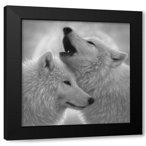Wolves - Love Song - BandW Black Modern Wood Framed Art Print by Bogle, Collin