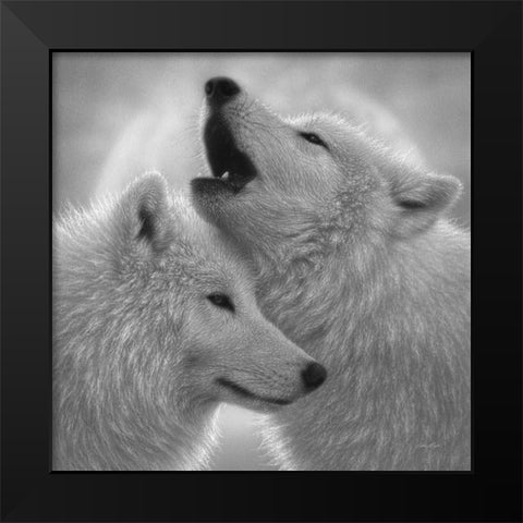 Wolves - Love Song - BandW Black Modern Wood Framed Art Print by Bogle, Collin