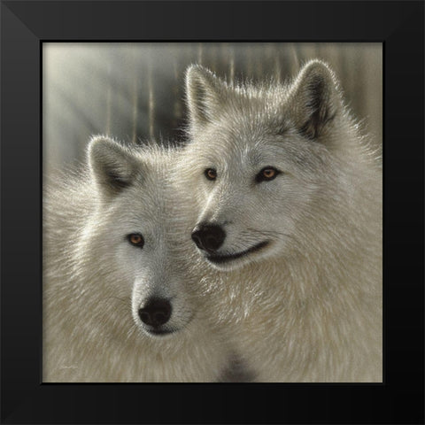 Wolves - Sunlit Soulmates Black Modern Wood Framed Art Print by Bogle, Collin