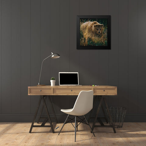 Brown Bear - Crossing Paths Black Modern Wood Framed Art Print by Bogle, Collin