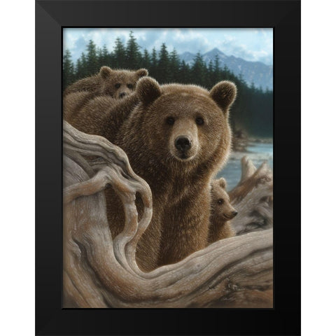 Brown Bears - Backpacking Black Modern Wood Framed Art Print by Bogle, Collin