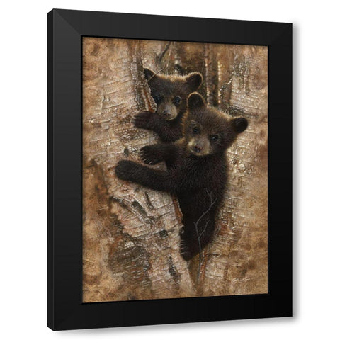 Curious Cubs Black Modern Wood Framed Art Print by Bogle, Collin