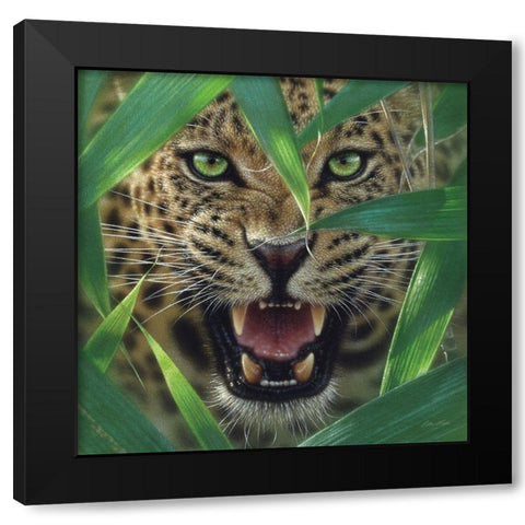 Jaguar - Ambush Black Modern Wood Framed Art Print by Bogle, Collin