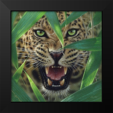 Jaguar - Ambush Black Modern Wood Framed Art Print by Bogle, Collin