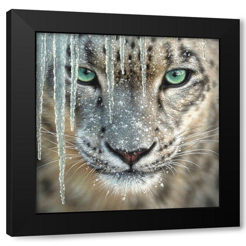 Snow Leopard - Blue Ice Black Modern Wood Framed Art Print by Bogle, Collin