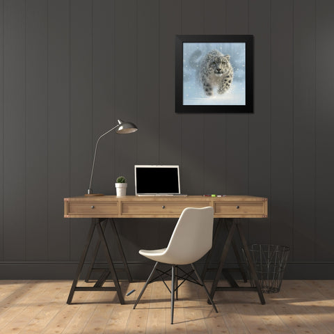 Snow Leopard - Snow Ghost Black Modern Wood Framed Art Print by Bogle, Collin