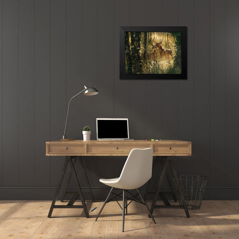 Whitetail Deer - A Golden Moment - Horizontal Black Modern Wood Framed Art Print by Bogle, Collin