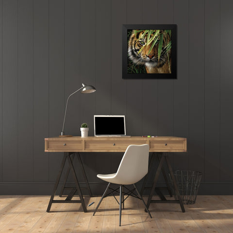 Tiger - Emerald Forest Black Modern Wood Framed Art Print by Bogle, Collin
